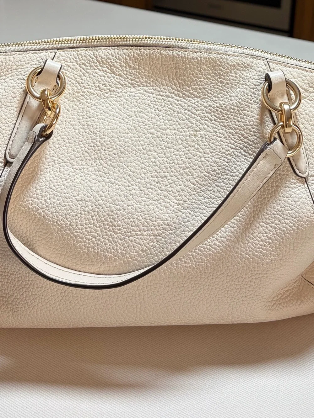 Coach Cream Leather Satchel with Gold Hardware